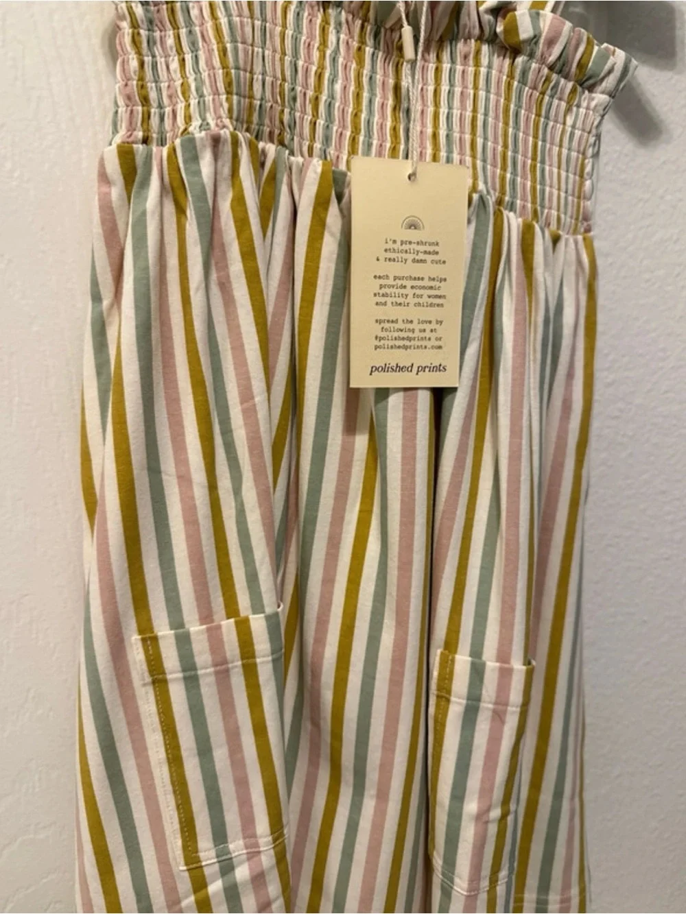 Girls Striped Bow-Shoulder Casual Sundress in Pink, Green & White